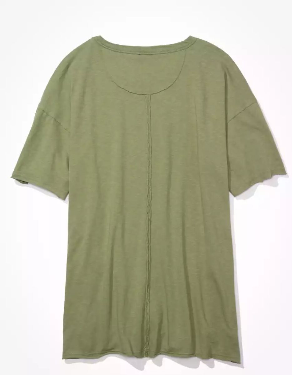 T Shirts American Eagle AE Oversized Tee Vert Olive Femme | DWL-89856991